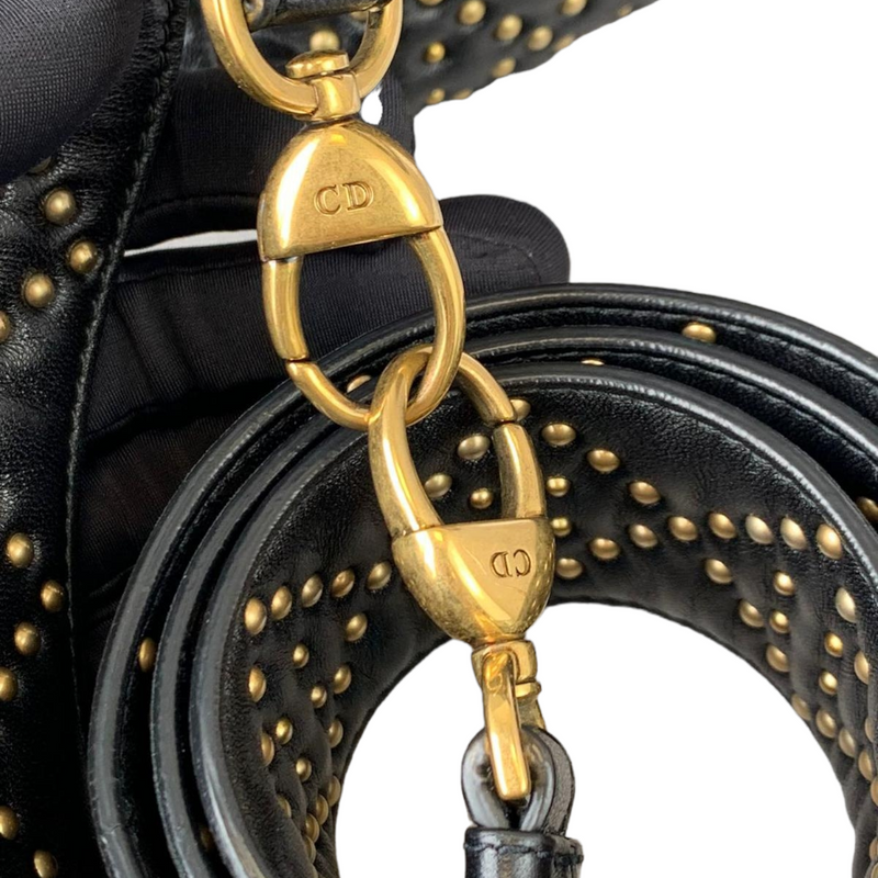 Mini Supple Lady Dior Studded Lambskin Black GHW