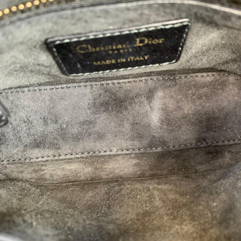 Christian Dior Grey Studded Leather Lady Dior Small Q9B03UCIEH000