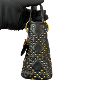 Mini Supple Lady Dior Studded Lambskin Black GHW