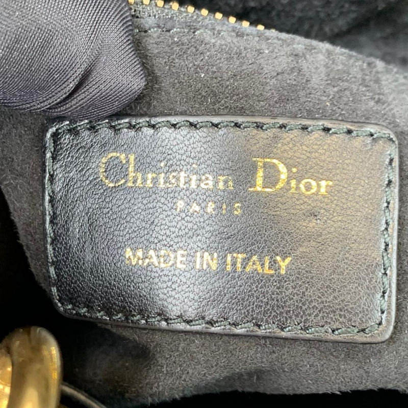 Christian Dior Black Studded Leather Lady Dior Medium Q9B03UCIK7003