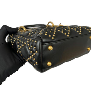 Mini Supple Lady Dior Studded Lambskin Black GHW