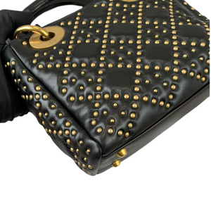 Mini Supple Lady Dior Studded Lambskin Black GHW