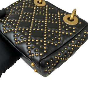 Mini Supple Lady Dior Studded Lambskin Black GHW