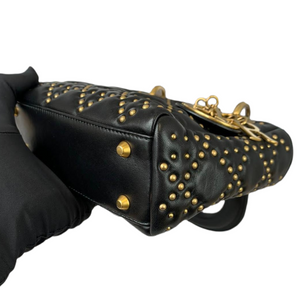 Mini Supple Lady Dior Studded Lambskin Black GHW