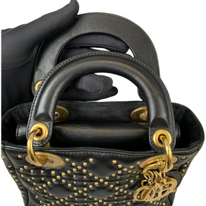 Mini Supple Lady Dior Studded Lambskin Black GHW