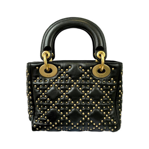 Mini Supple Lady Dior Studded Lambskin Black GHW