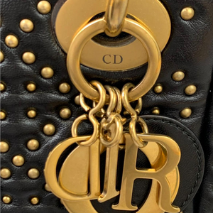 Mini Supple Lady Dior Studded Lambskin Black GHW
