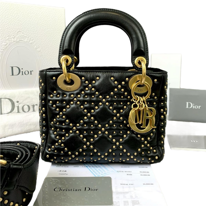 Lady dior black studded clearance