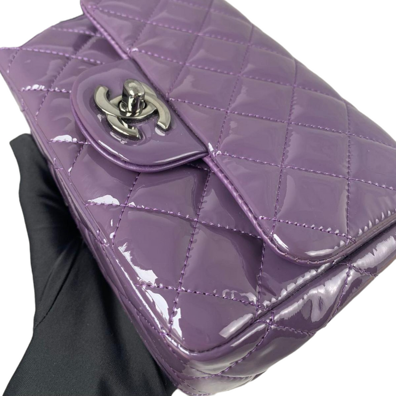 Mini Square Flap Purple Patent