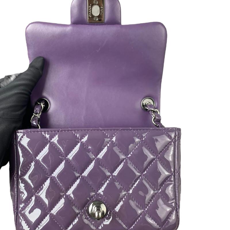 Mini Square Flap Purple Patent