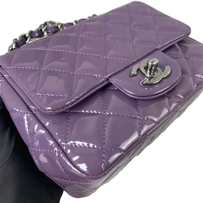 Mini Square Flap Purple Patent