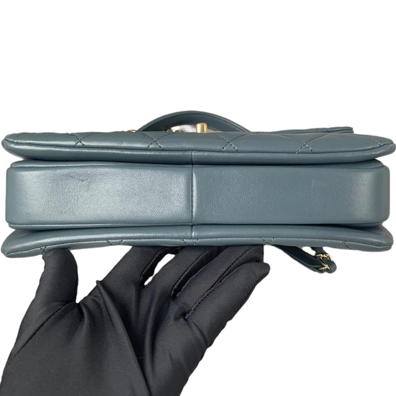 Small Trendy CC Flap Lambskin Blue GHW