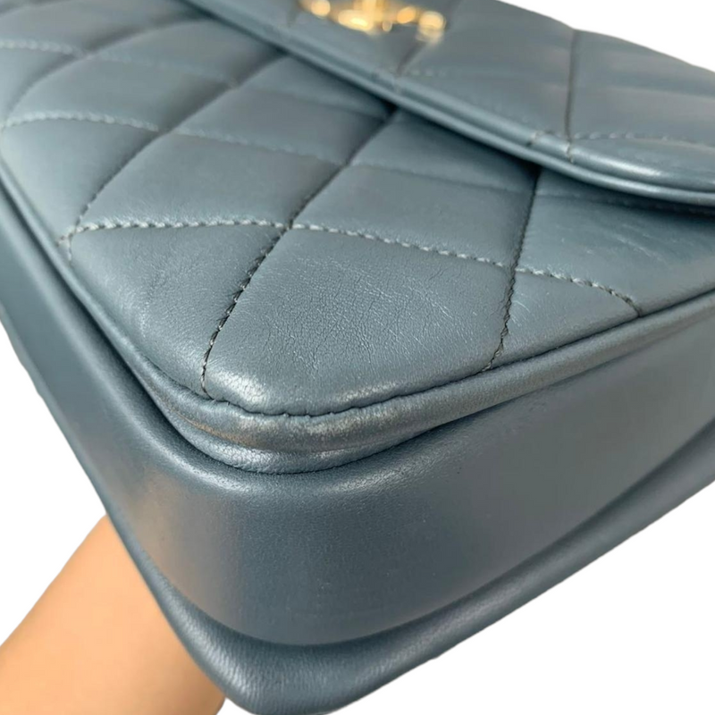 Small Trendy CC Flap Lambskin Blue GHW