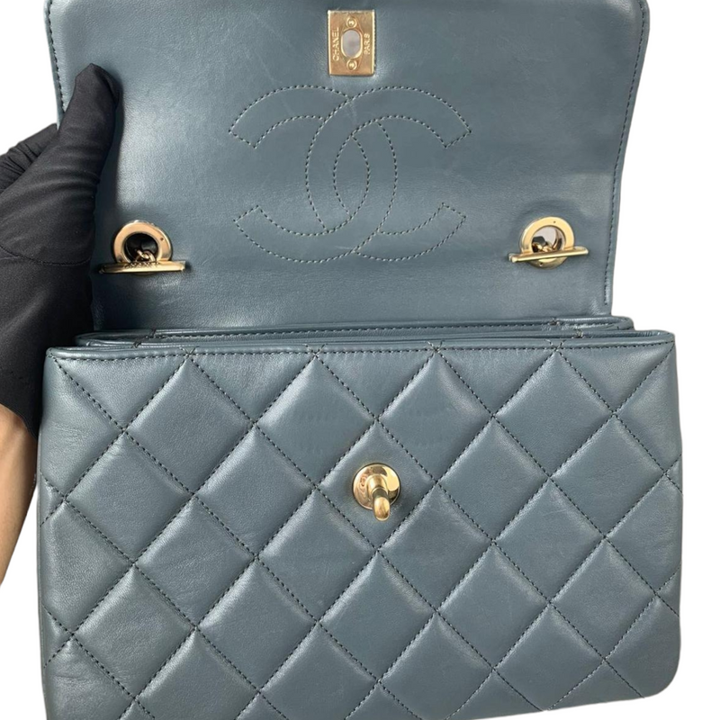 Small Trendy CC Flap Lambskin Blue GHW