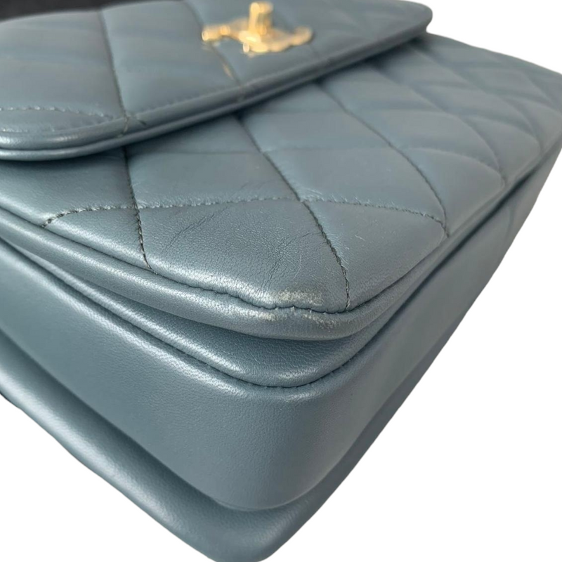 Small Trendy CC Flap Lambskin Blue GHW