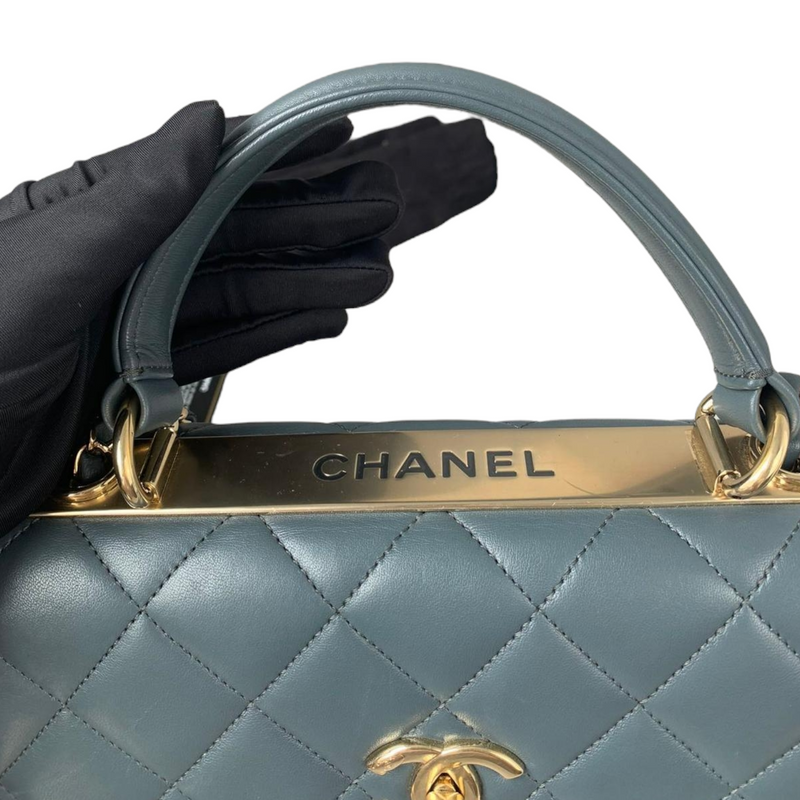 Small Trendy CC Flap Lambskin Blue GHW