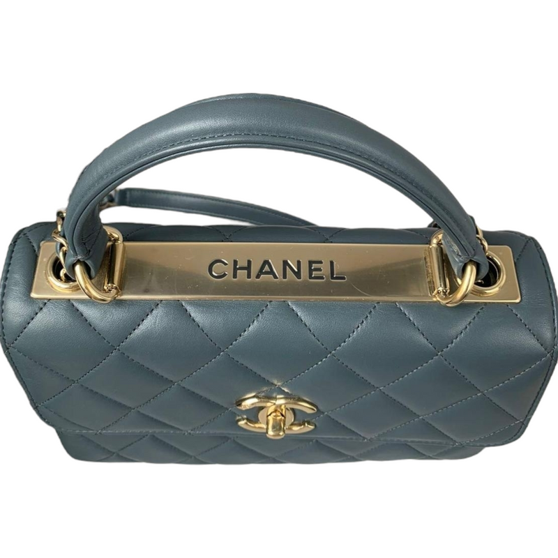 Small Trendy CC Flap Lambskin Blue GHW