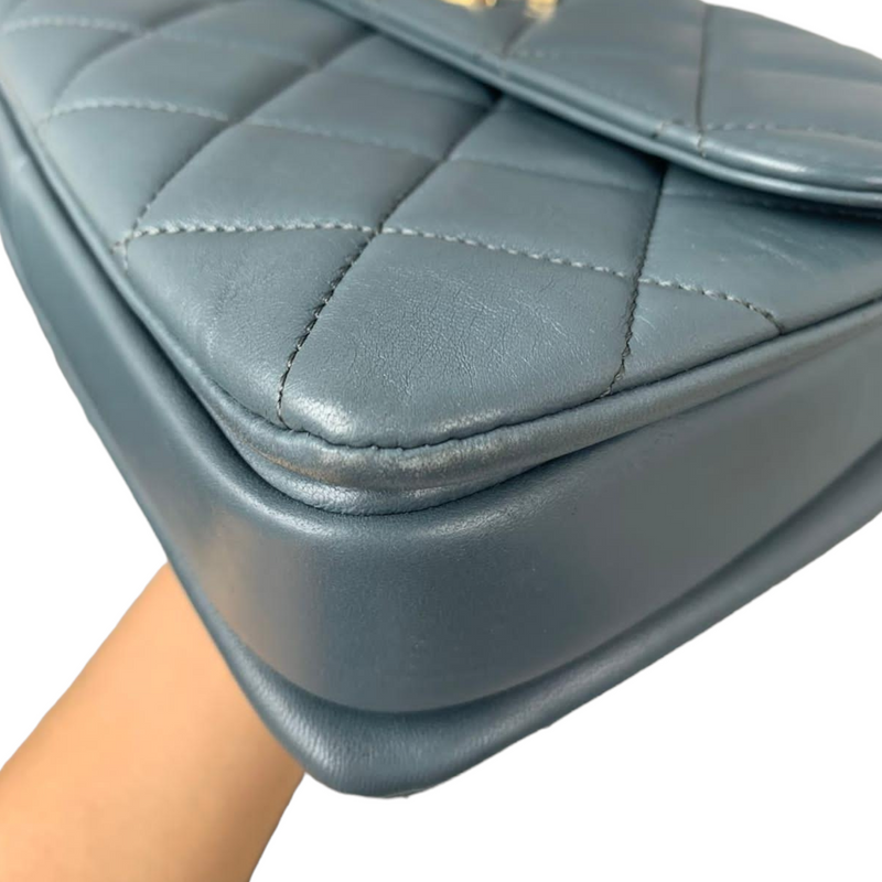 Small Trendy CC Flap Lambskin Blue GHW