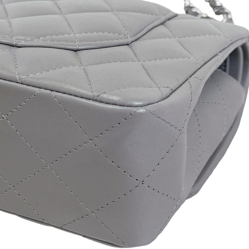 Small Classic Double Flap Lambskin Grey SHW