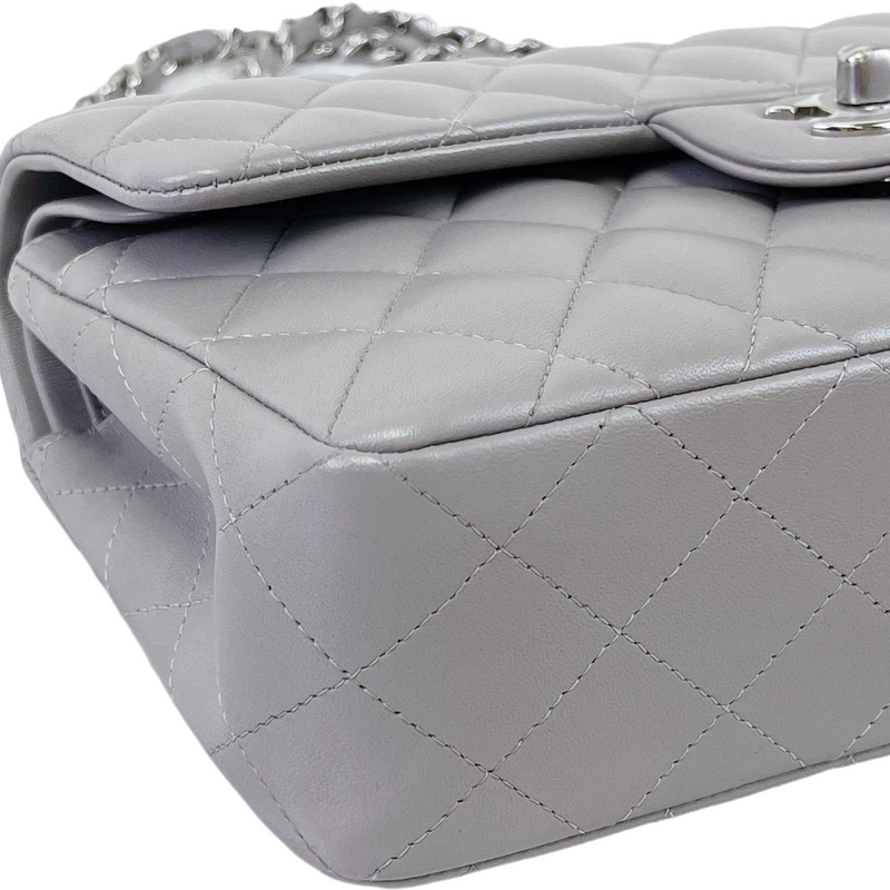 Small Classic Double Flap Lambskin Grey SHW