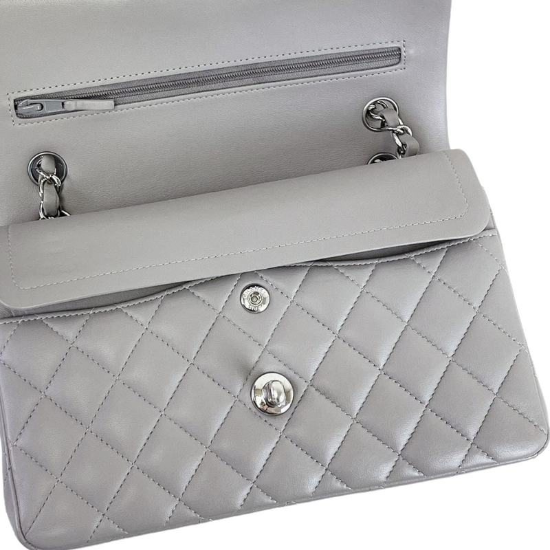 30% Deposit for - Small Classic Double Flap Lambskin Grey SHW