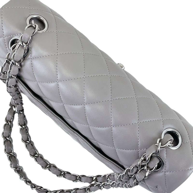 Small Classic Double Flap Lambskin Grey SHW