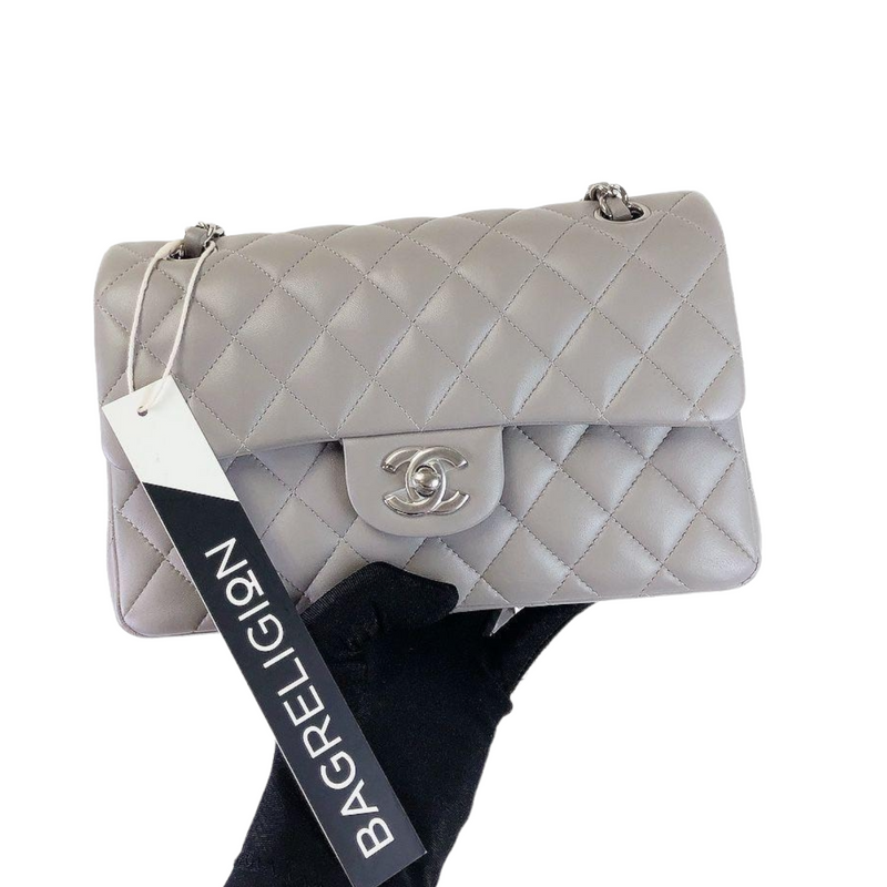 30% Deposit for - Small Classic Double Flap Lambskin Grey SHW