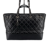 Large Drawstring Shopping Tote Quilted Calfskin and Caviar Black GHW