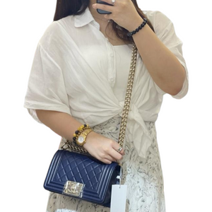 Small Boy Bag Lambskin Blue GHW