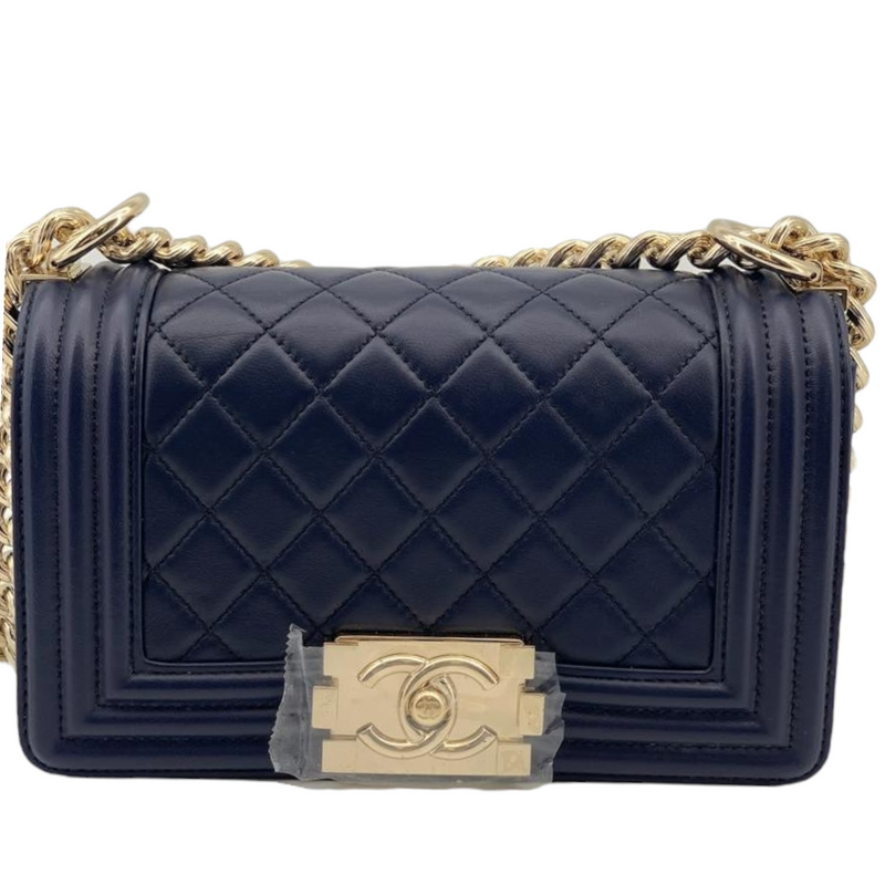 Small Boy Bag Lambskin Blue GHW