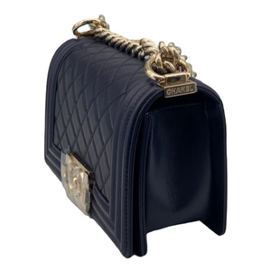 Small Boy Bag Lambskin Blue GHW
