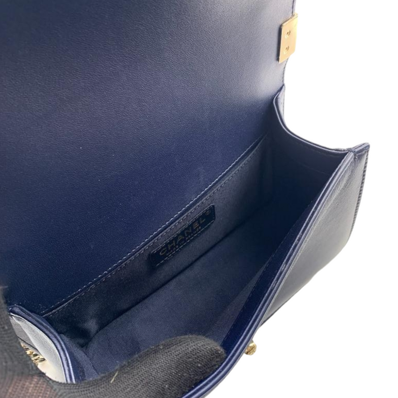 Small Boy Bag Lambskin Blue GHW