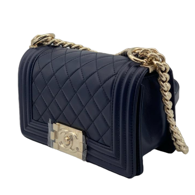 Small Boy Bag Lambskin Blue GHW