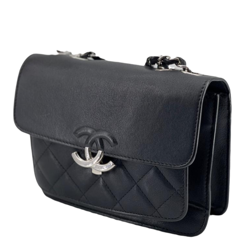 Mini CC Box Flap Grained Calfskin Black SHW