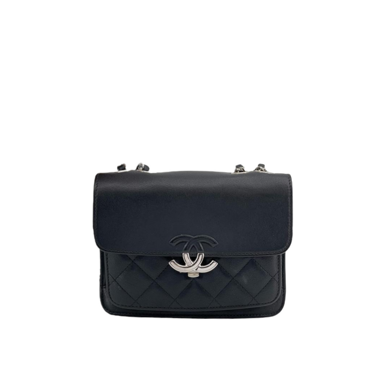 Mini CC Box Flap Grained Calfskin Black SHW