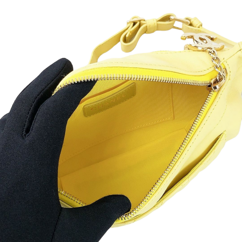 Quilted Calfskin Yellow Belt Bag GHW