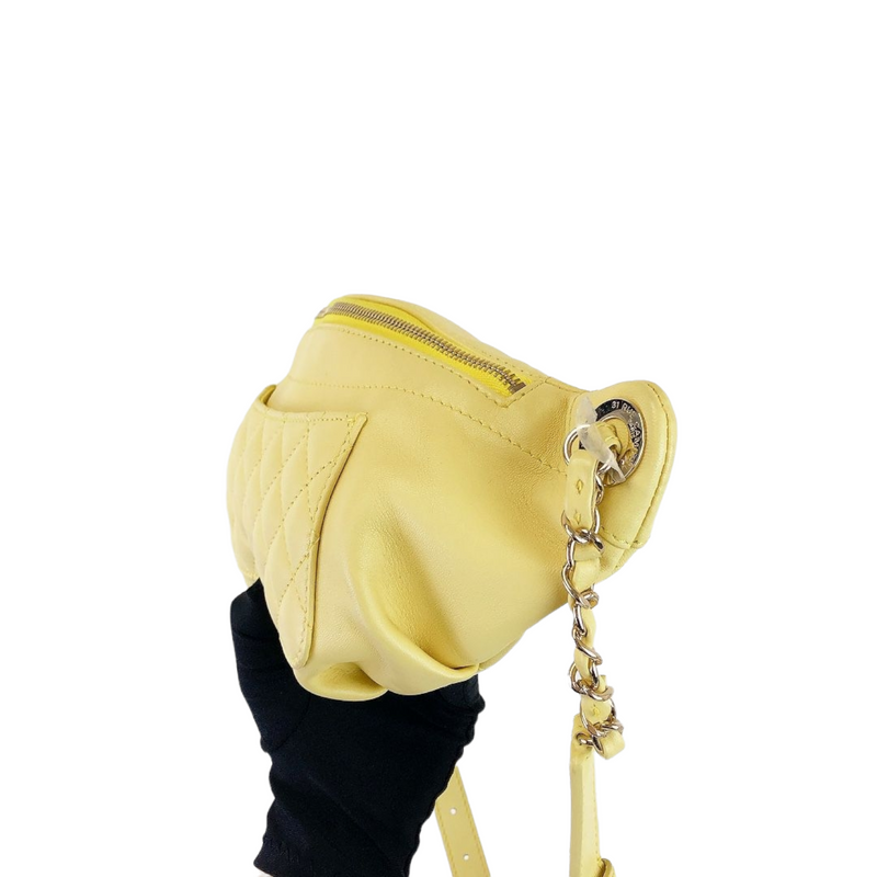 Quilted Calfskin Yellow Belt Bag GHW Bag Religion