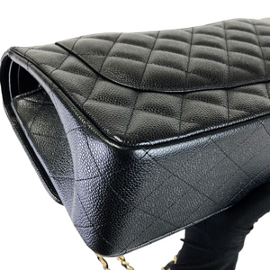 Jumbo Double Flap Caviar Black GHW