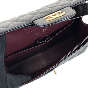 Jumbo Double Flap Caviar Black GHW