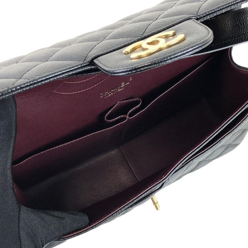 Jumbo Double Flap Caviar Black GHW