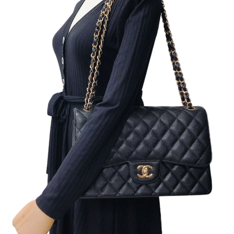 Chanel jumbo black caviar ghw Clearance