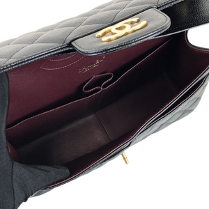 Jumbo Double Flap Caviar Black GHW