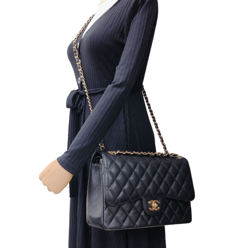 Chanel jumbo black caviar ghw Clearance