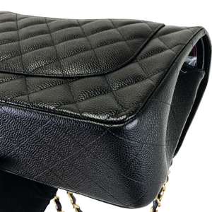 Jumbo Double Flap Caviar Black GHW