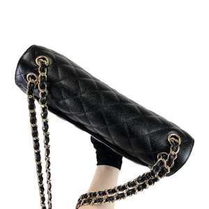 Jumbo Double Flap Caviar Black GHW