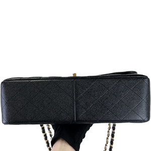 Jumbo Double Flap Caviar Black GHW