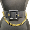 Vintage Chain Trimmed Leather Waist Belt