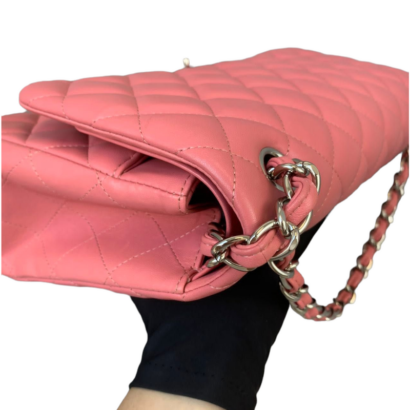 Jumbo Double Flap Lambskin Pink SHW