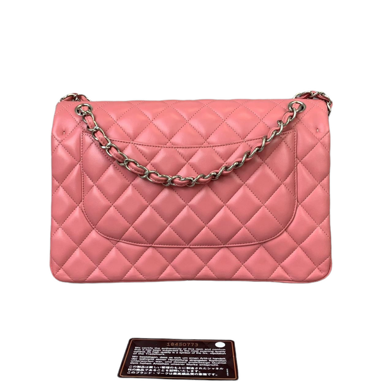 Jumbo Double Flap Lambskin Pink SHW