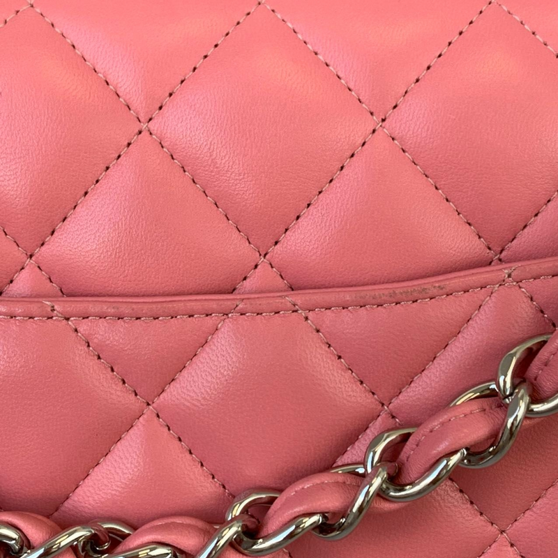 Jumbo Double Flap Lambskin Pink SHW